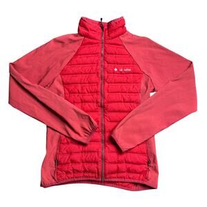 COLUMBIA SPORTSWEAR S SMALL RED RUNNING HIKING PUFFER JACKET FULL ZIP USED